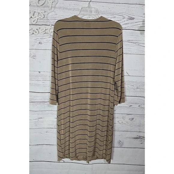 Chico's Travelers Brown Striped Clambake Long Sleeve Duster Jacket Womans 1 Med - Picture 2 of 5